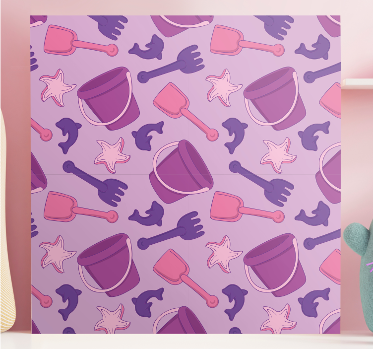 Canvas schilderij kinderen strand speelgoed patroon - TenStickers