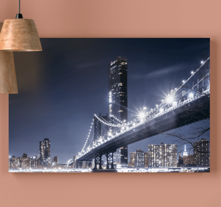 Canvas schilderij landen en steden brooklyn bridge lichten - TenStickers