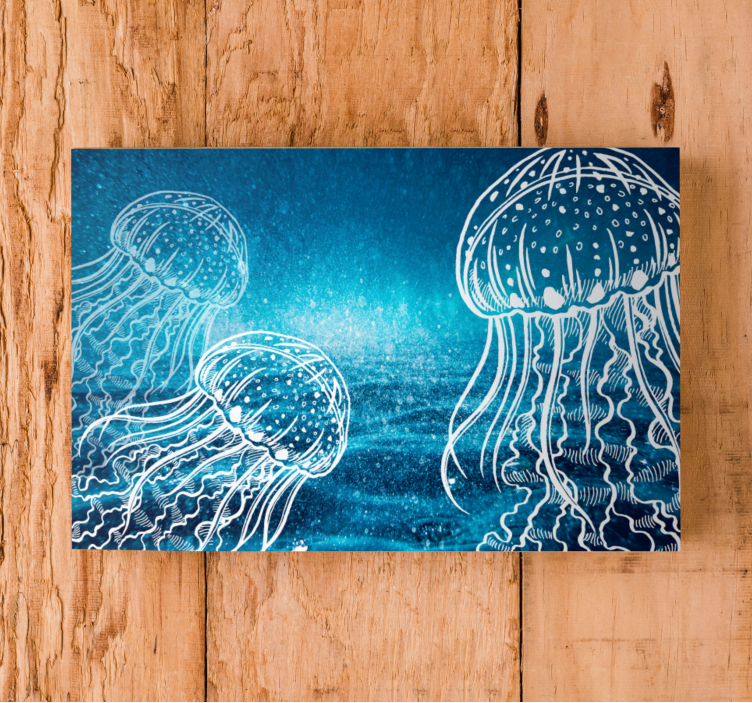 Canvas schilderij marine meduse oceaanleven - TenStickers