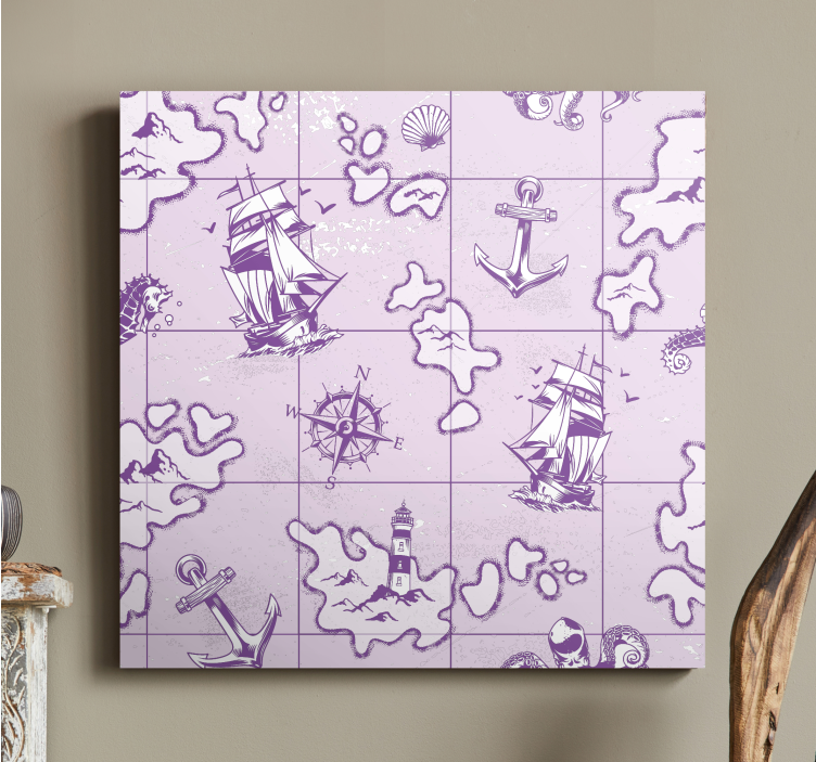 Canvas schilderij marine vintage nautische kompas - TenStickers