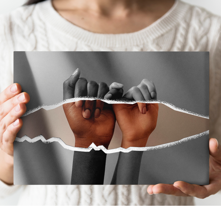 Canvas schilderij mensen en karakters samen hands - TenStickers