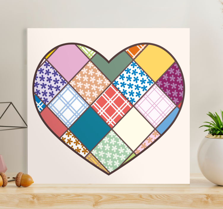 Canvas schilderij motivatie hart patchwork ontwerp - TenStickers