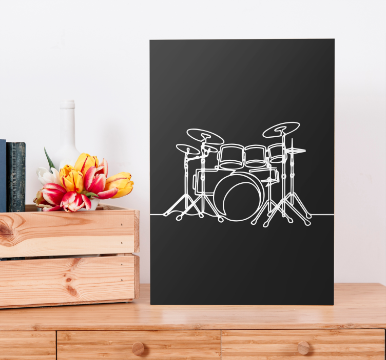 Canvas schilderij muziek drumstel contour - TenStickers