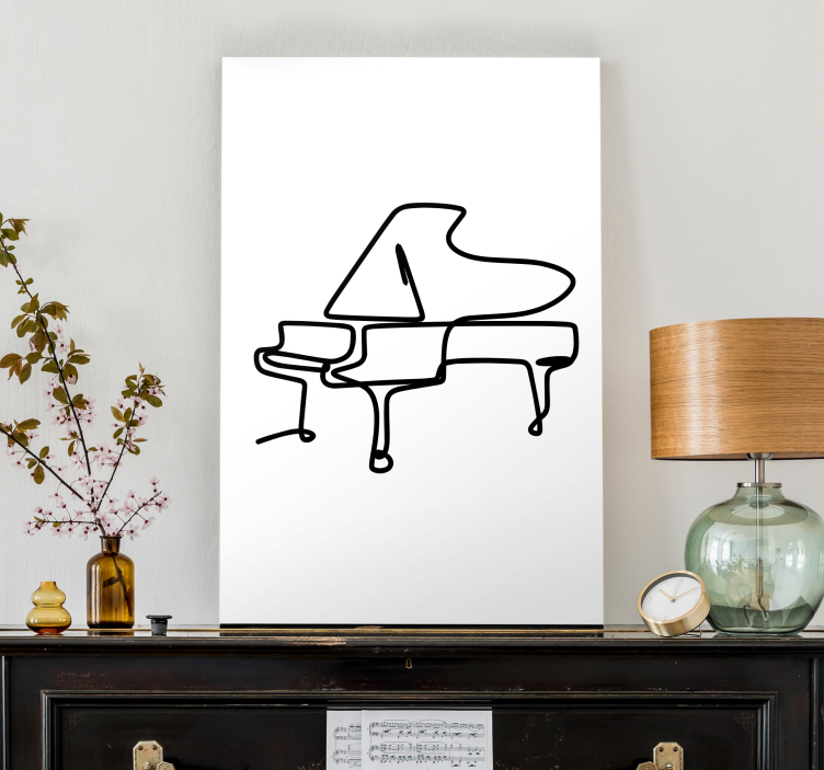 Canvas schilderij muziek piano schets - TenStickers