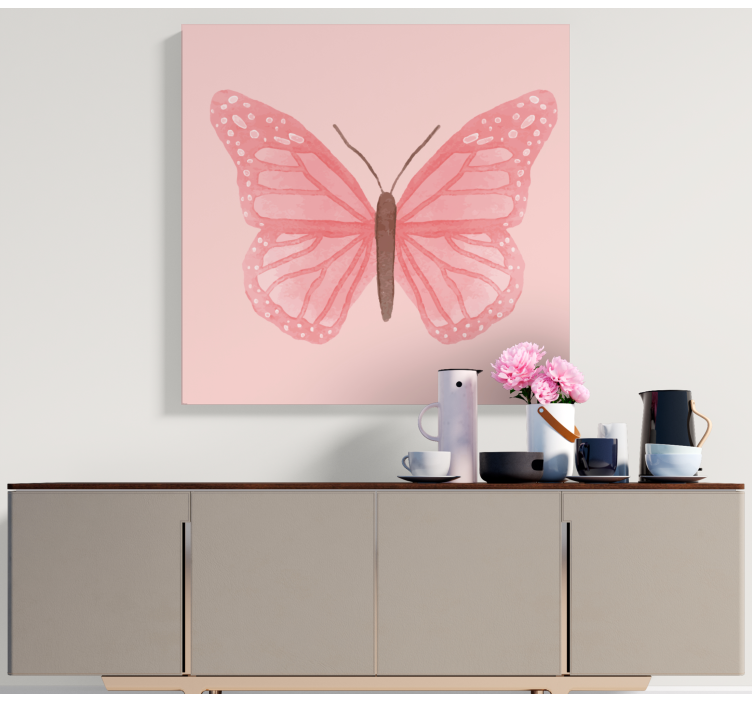 Canvas schilderij vlinder delicate roze vlinder - TenStickers