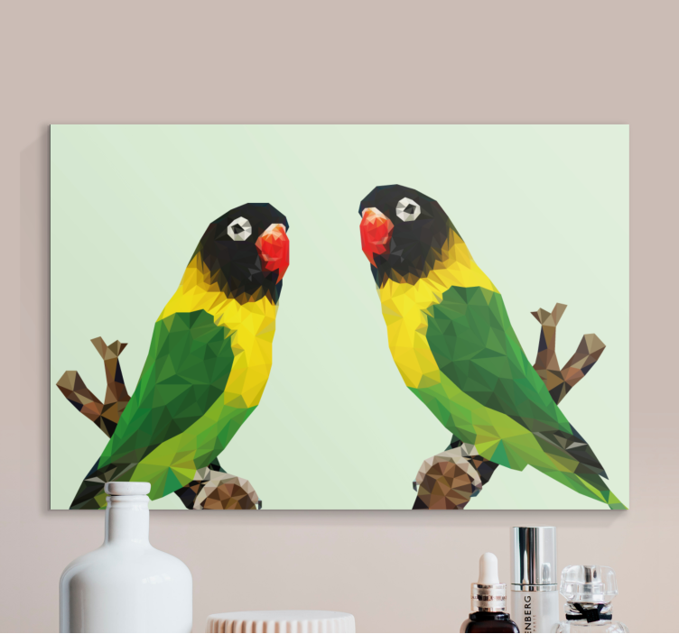 Canvas schilderij vogels polygonale papegaaien display - TenStickers