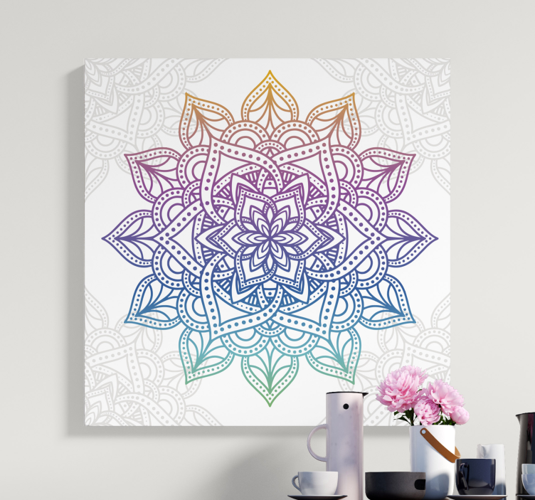 Canvas schilderij zen gedetailleerd botanisch mandala - TenStickers