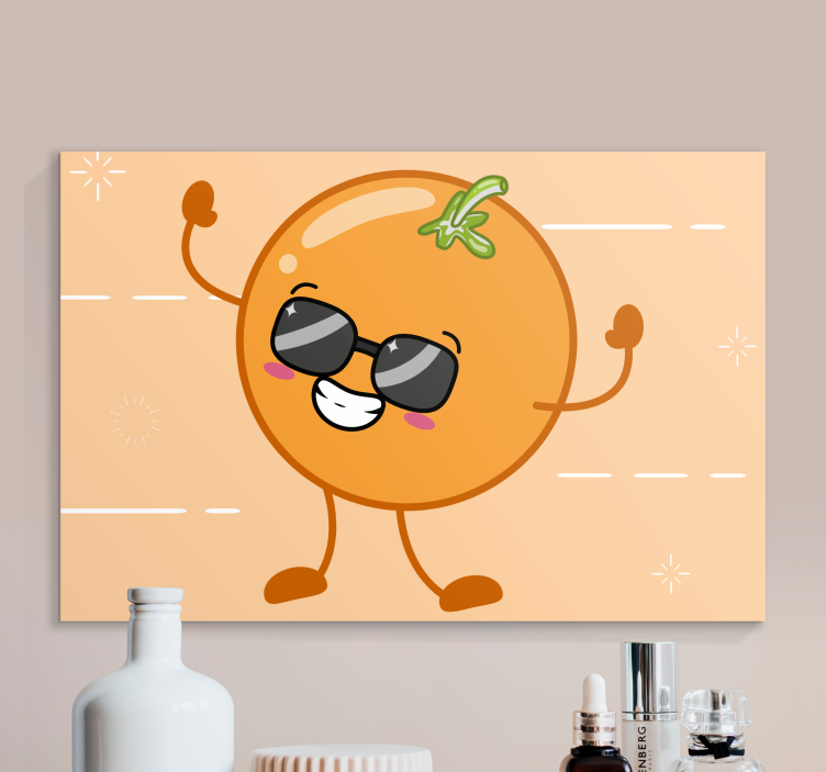 Canvas stilleven en fruit vrolijke oranje figuur - TenStickers