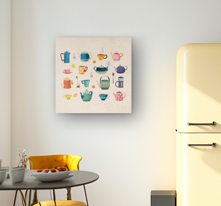 Charmante theecollectie Canvas schilderij andere teksten - TenStickers