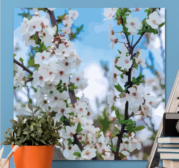 Delicate witte bloesems Canvas schilderij bloemen en planten - TenStickers