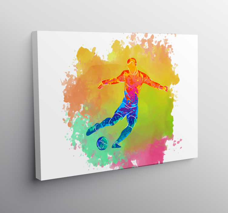 Dynamische voetbalactie canvas schilderij sporten - TenStickers