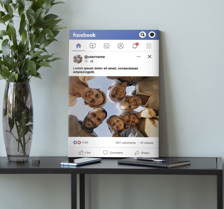 Facebook-scherm Gepersonaliseerde canvas schilderij - TenStickers