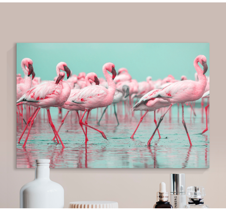 Flamingo bijeenkomst Canvas schilderij dieren - TenStickers