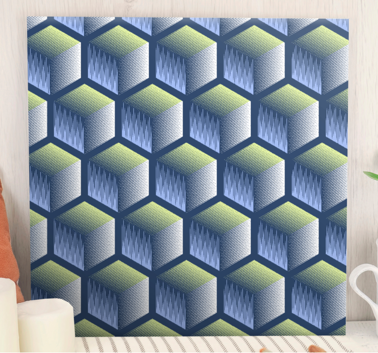 Geometrisch canvas schilderij hexagonaal cube patroon - TenStickers