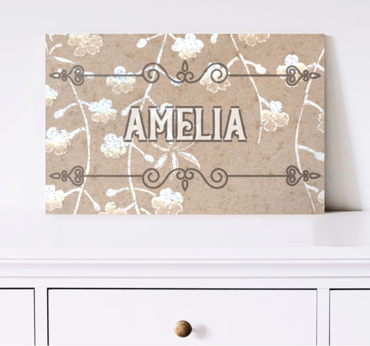 Gepersonaliseerd canvas schilderij met bloemennaam decor - TenStickers