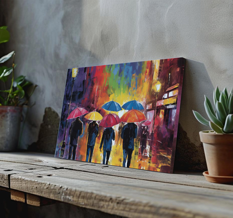 Geschilderde parasol Canvas schilderij mens - TenStickers