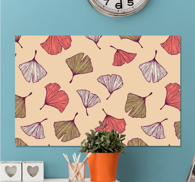 Ginkgo blad patroon Canvas schilderijen bloemen - TenStickers