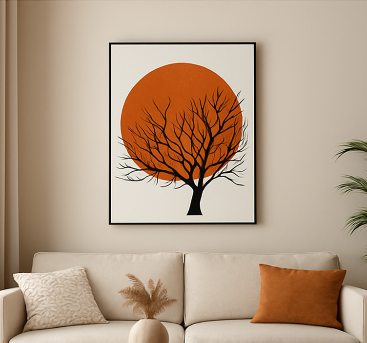 Gouden zonsondergang silhouet Canvas bomen - TenStickers
