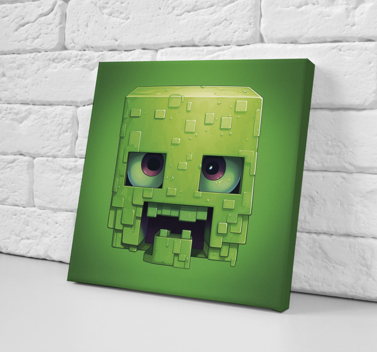 Groen videospel pixel wezen canvas - TenStickers