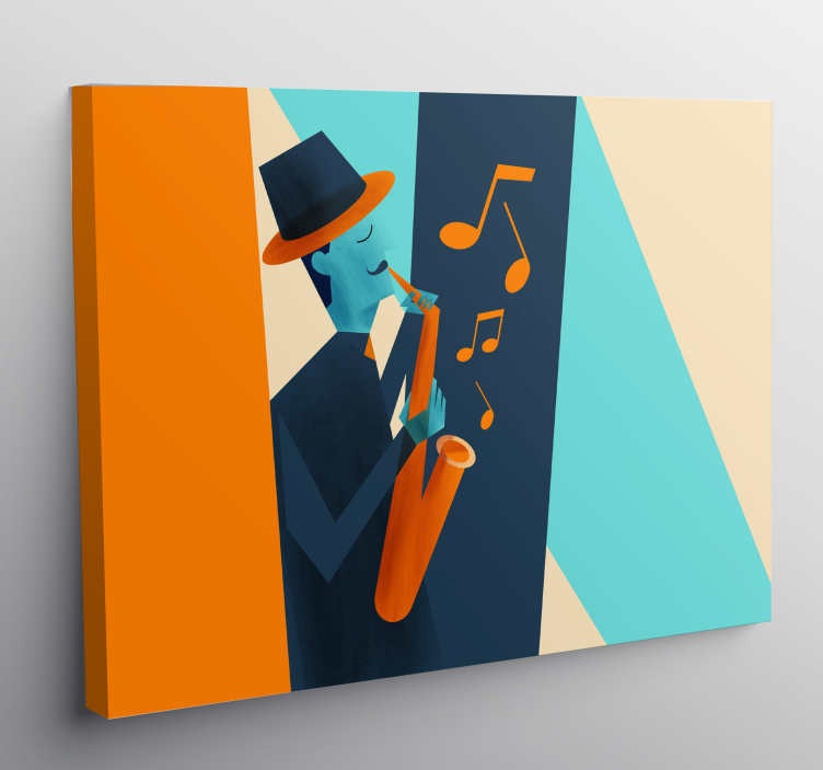 Jazzsaxofonist Canvas schilderij muziek - TenStickers