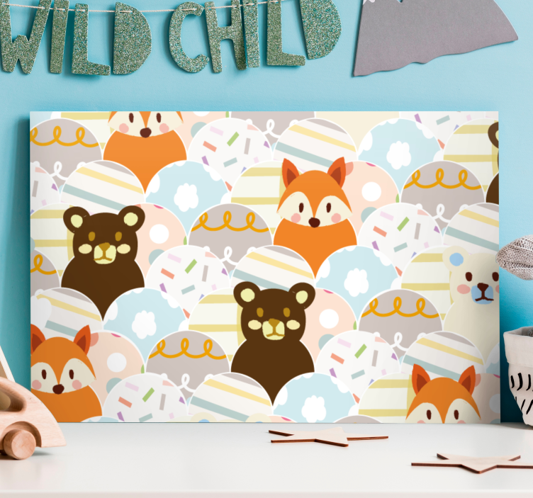 Karakters canvas schilderij schattige dierengezichten - TenStickers