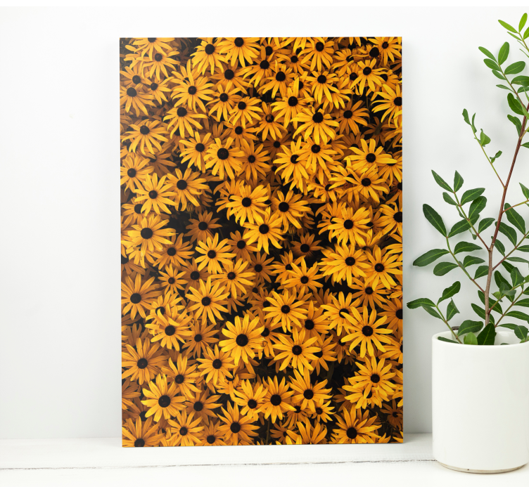 Levendige gele flora Canvas schilderij bloemen en planten - TenStickers