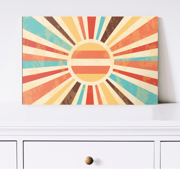 Levendige stralende zon Canvas schilderij abstract - TenStickers