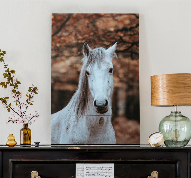 Majestueus wit dier Paarden schilderij op canvas - TenStickers