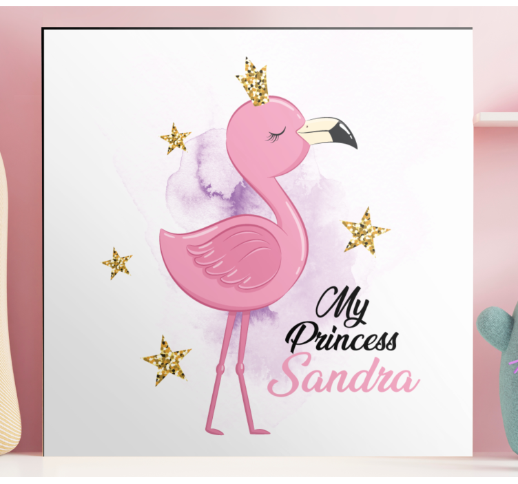 Mijn prinses flamingo met naam Canvas schilderij dieren - TenStickers