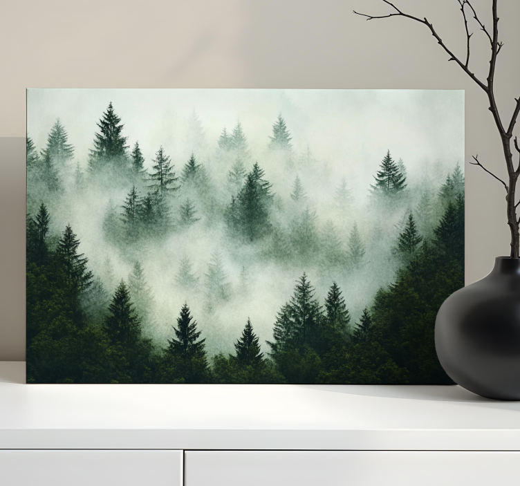 Mistig bos Canvas landschap - TenStickers