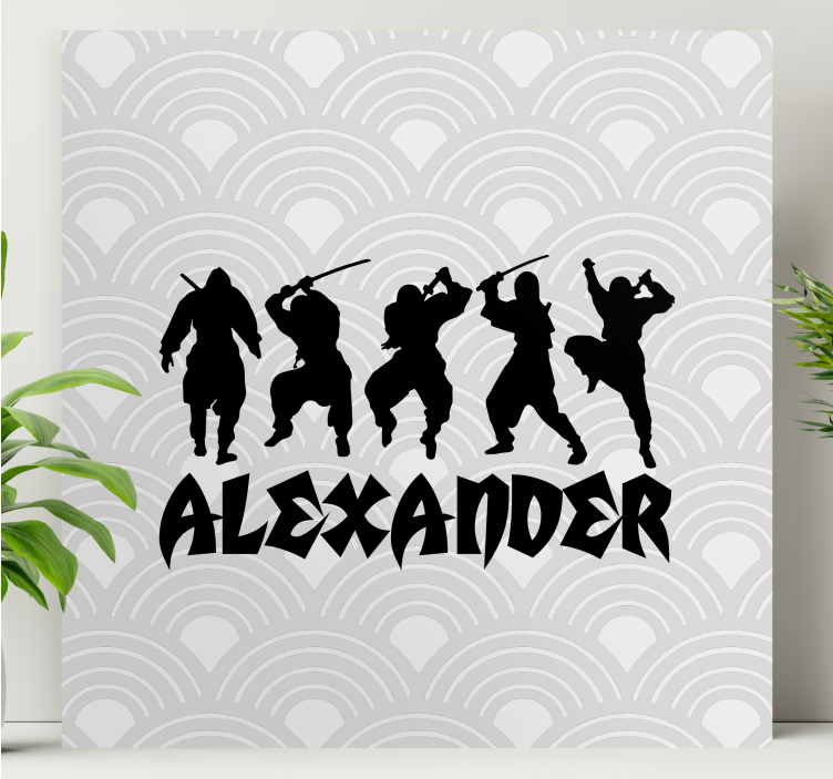 Ninja silhouet actie Canvas schilderij superheld - TenStickers