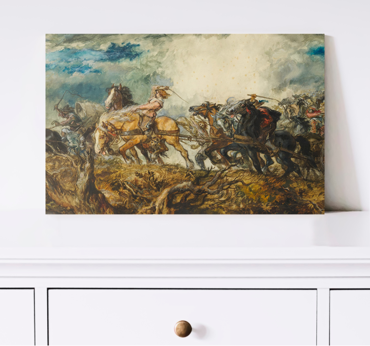 Paarden schilderij op canvas historische ruiters - TenStickers