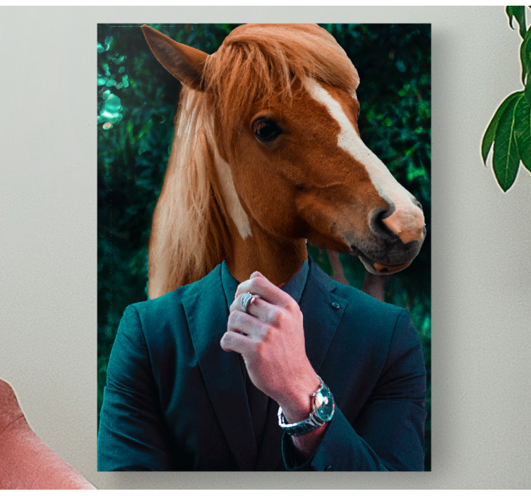 Paardenhoofd portret Paarden schilderij op canvas - TenStickers