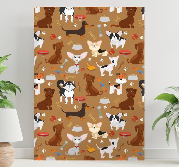 Bruine puppy's Canvas schilderij hond - TenStickers