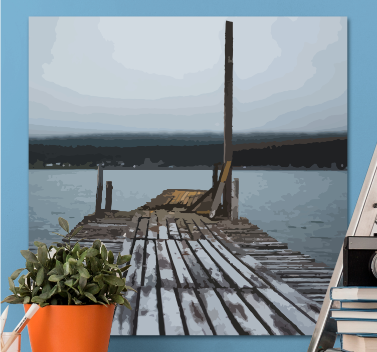 Serene houten steiger canvas - TenStickers