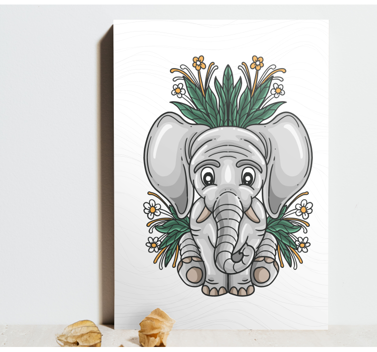Speels olifantenontwerp Canvas schilderij olifant - TenStickers