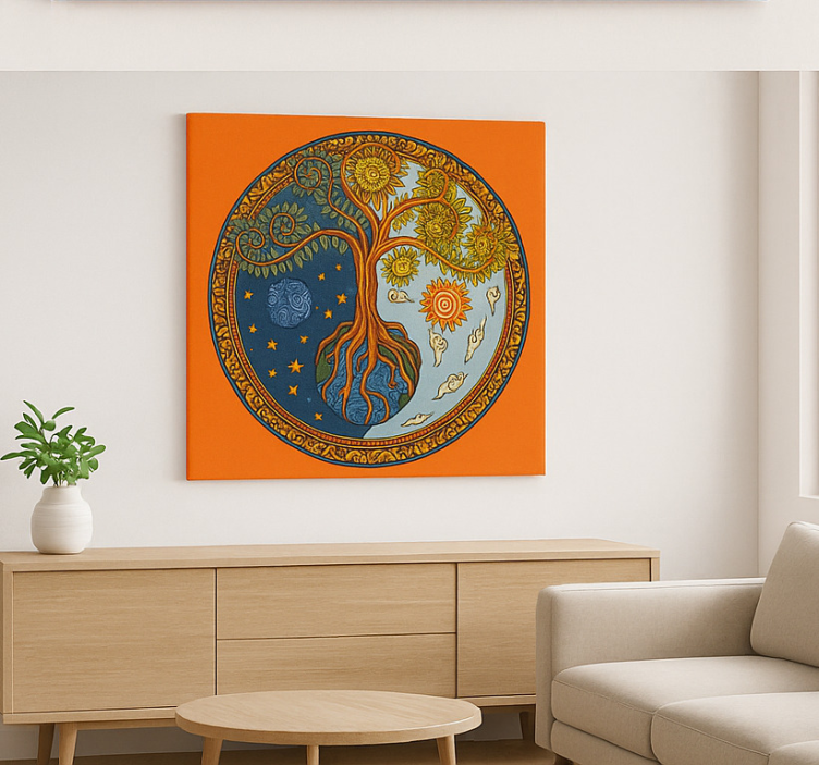 Spirituele levensboom Canvas schilderij woonkamer - TenStickers