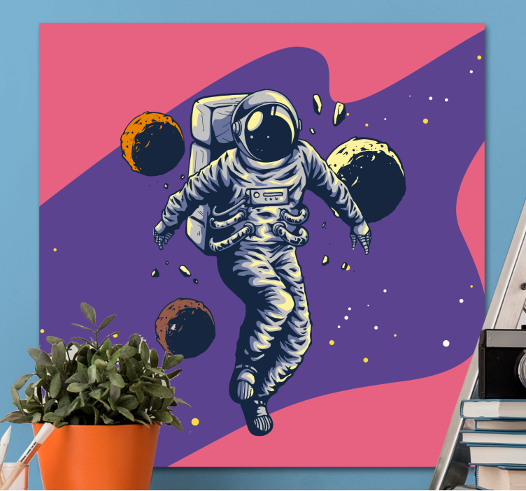 Videogames canvas schilderij cosmonaut in de cosmos - TenStickers