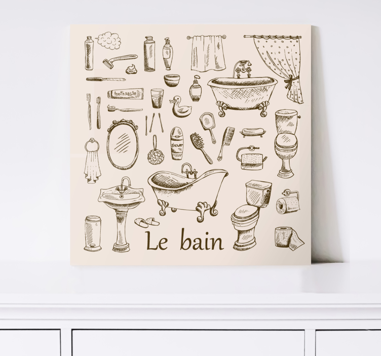 Vintage canvas schilderij Vintage badkamer - TenStickers