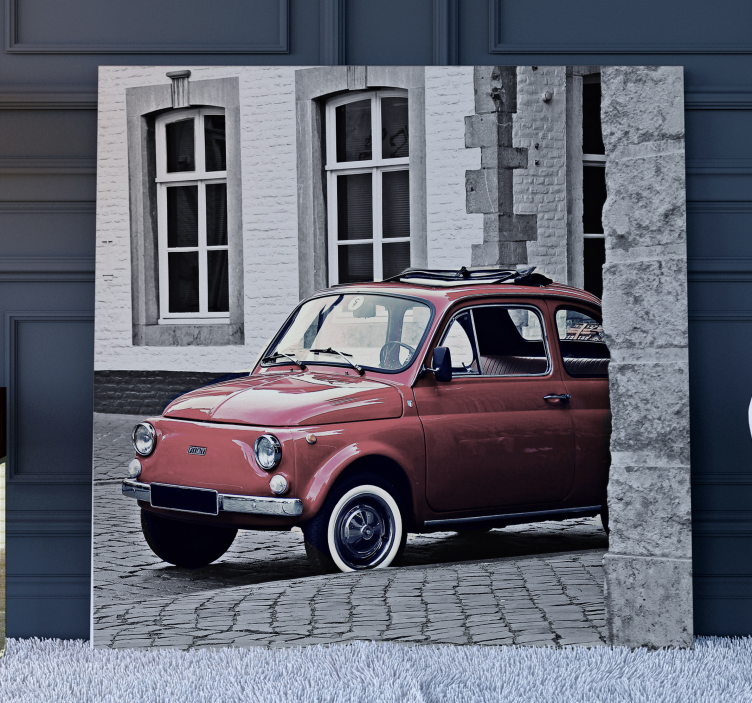 Vintage canvas schilderij classic rode auto - TenStickers