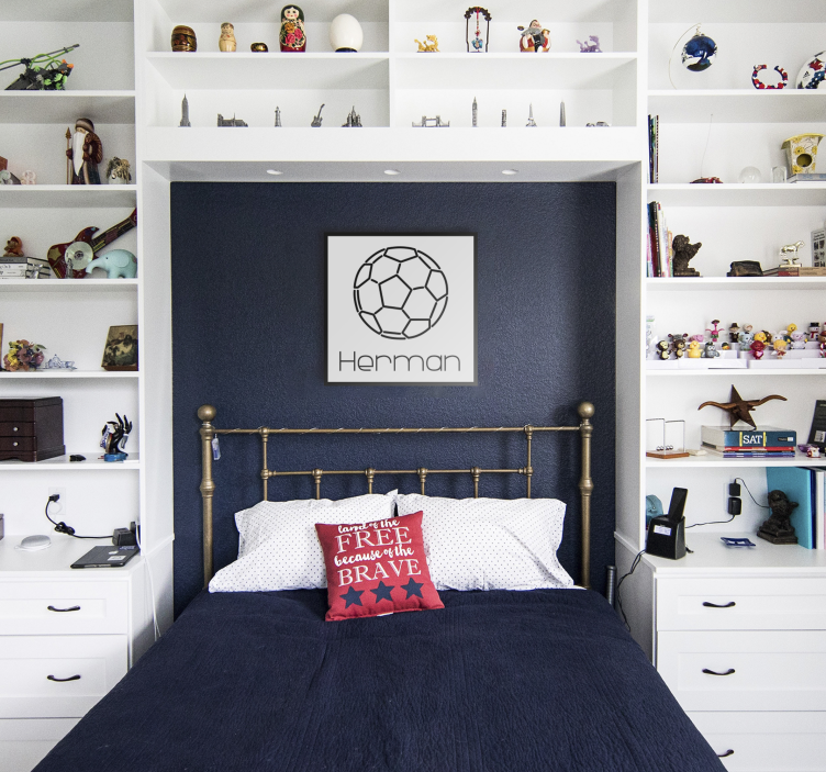 Voetbal met naam Canvas schilderij jongeren - TenStickers