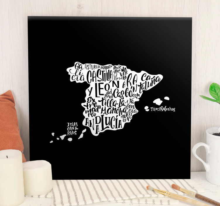 Wereldkaart canvas schilderij creatieve kaart typografie - TenStickers