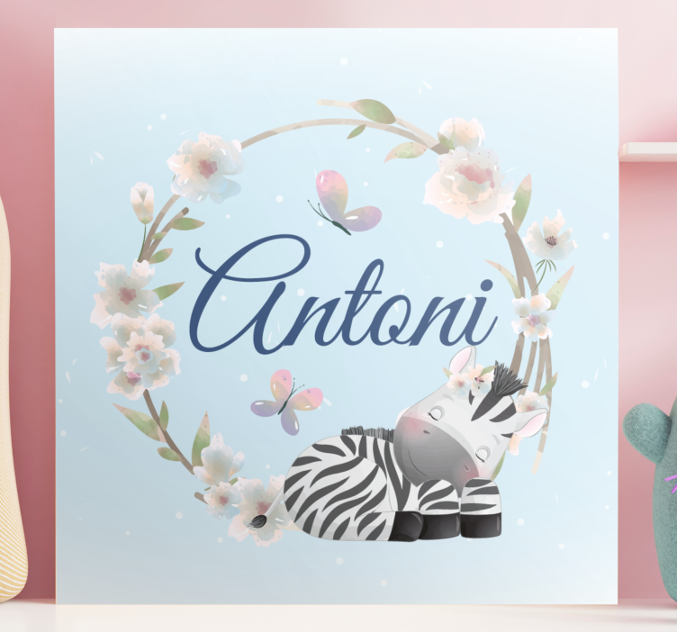 Zebra bloemen ontwerp Canvas schilderij baby's - TenStickers