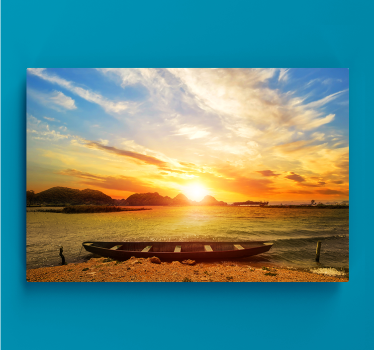 Zonsondergang over water Canvas landschap - TenStickers