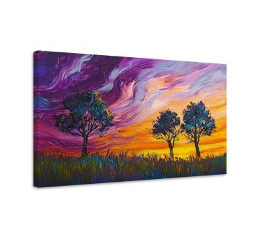 Kleurrijke lucht en bomen Canvas landschap - TenStickers