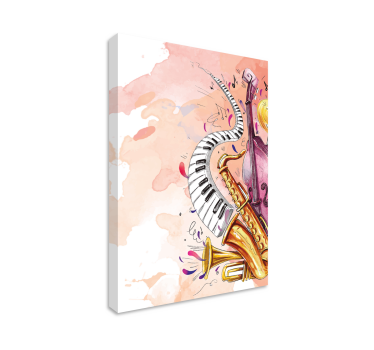 Canvas schilderij saxofoon piano en cello  - TenStickers