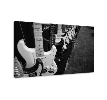 Canvas schilderij zwart en wit gitaren  - TenStickers