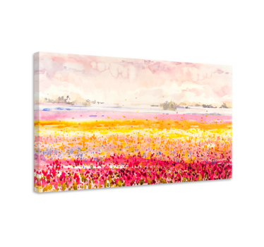Pastoraal bloemenveld Canvas schilderij bloemen en planten - TenStickers