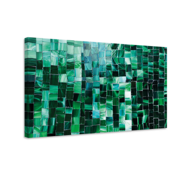 Groene tinten mozaïek canvas schilderij  - TenStickers