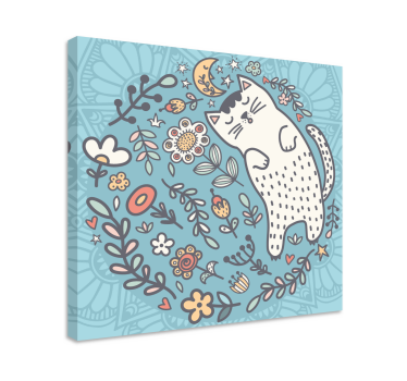 Canvas schilderij Schattige mandala met kat - TenStickers